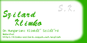 szilard klimko business card